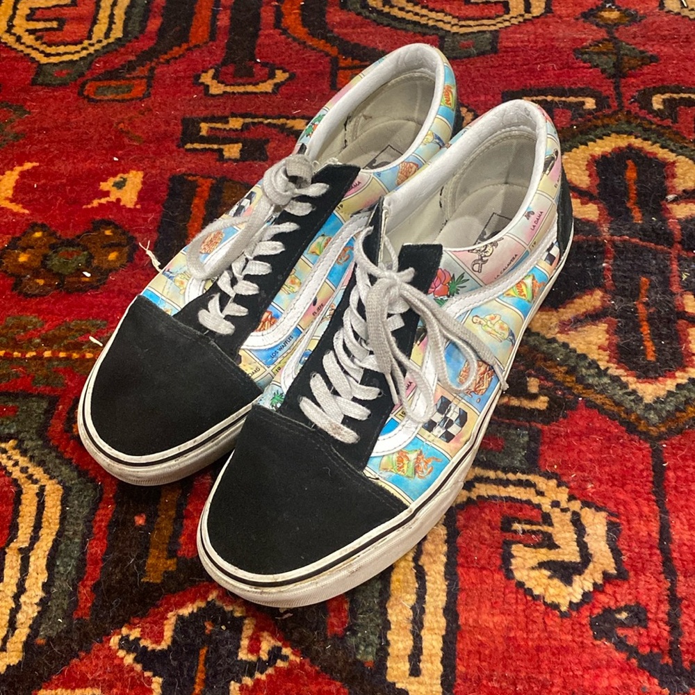 Rare Vans Men Old Skool Loteria La Calavera Multi True White shoes Size 12